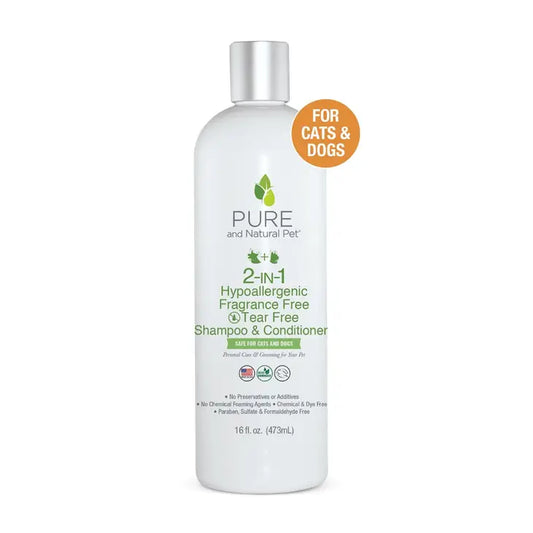 2 N 1 Hypoallergenic & Tear Free Pet Shampoo by Pure & Natural Pet