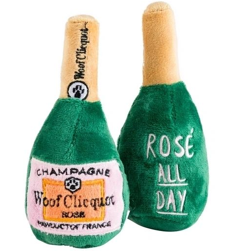 Woof Clicquot Rose' Champagne Bottle