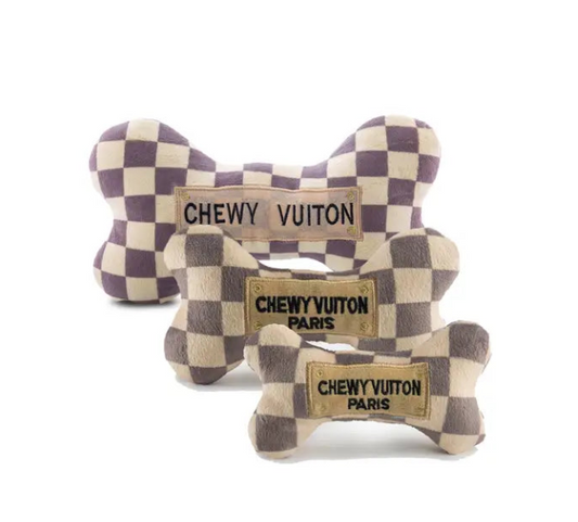 Checker Chewy Vuitton Bone Squeaker