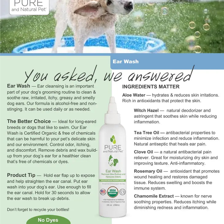 Organic Ear Wash by Pure & Natural Pet