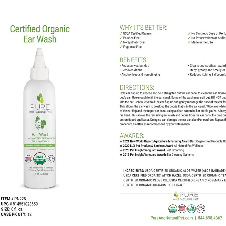 Organic Ear Wash by Pure & Natural Pet