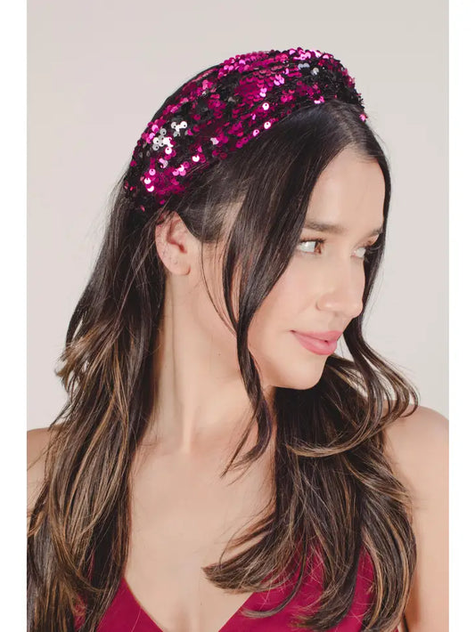 Fuchsia Sequins Headband