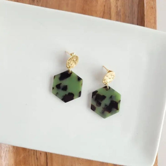 Roxy Earrings in Olive Tortoise