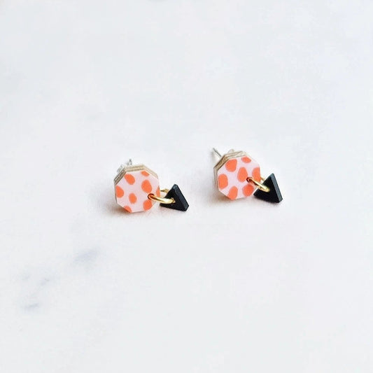 Poptagon Rose Black Earstuds