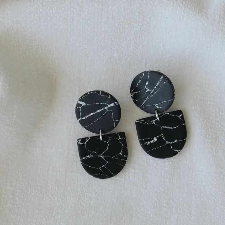 Sloan Earrings in Black Marble