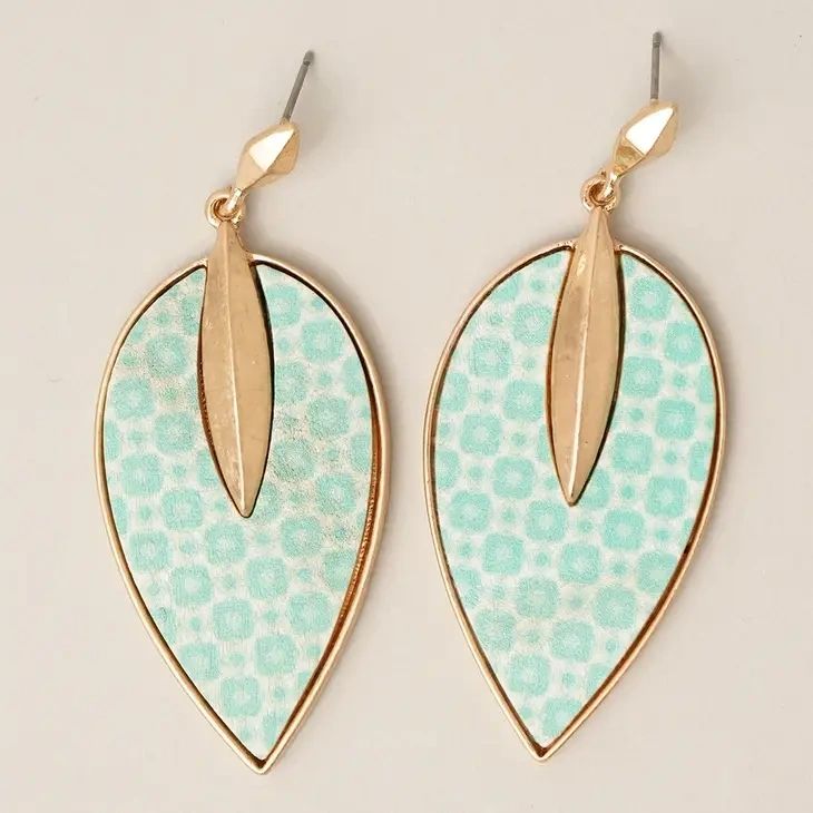 Mint Leaf Wood Earrings