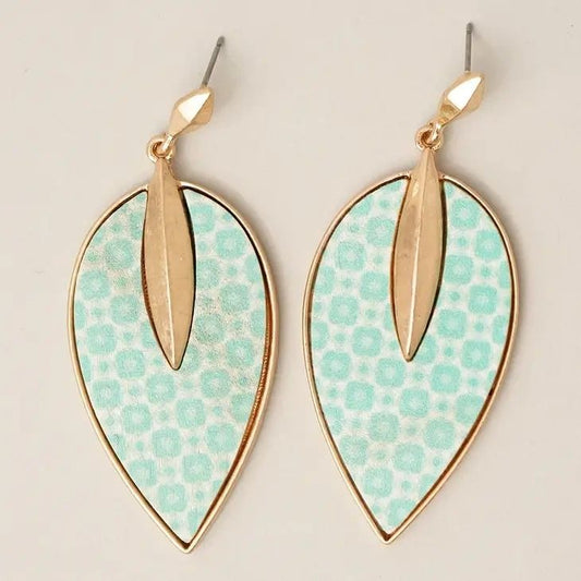 Mint Leaf Wood Earrings